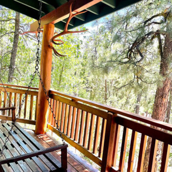 Pinetop Vista Cabins, Cabin 5 Upstairs: The Ponderosa Porch Swing Overlooking the pines View