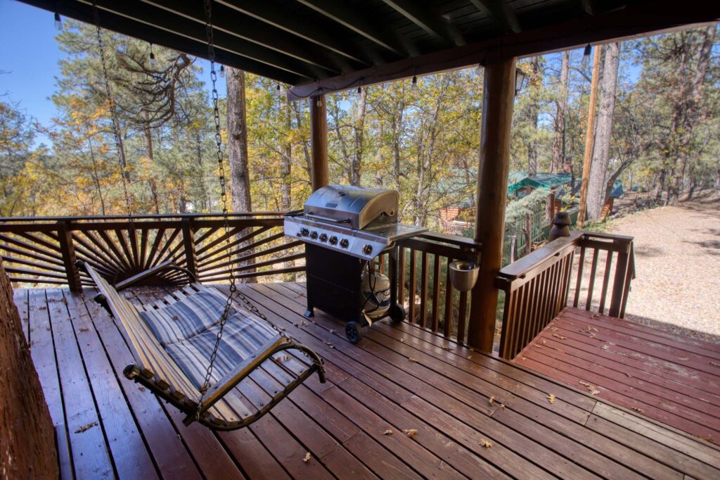 Cabin 3: Front porch swing and grill